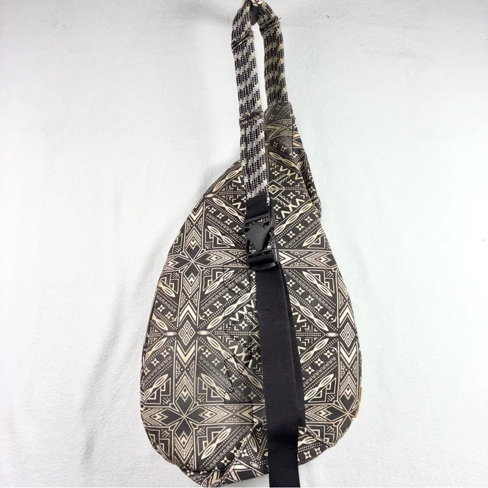 KAVU Charcoal Tribal Rope Sling Bag Crossbody Purse Backpack Black Gray Canvas